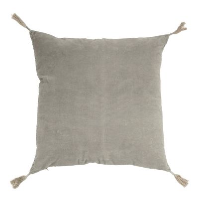 Coussins textile - Housse de coussin MATTEO en velours de coton et lin - Gris - 50 x 50 cm - BLANC D'IVOIRE