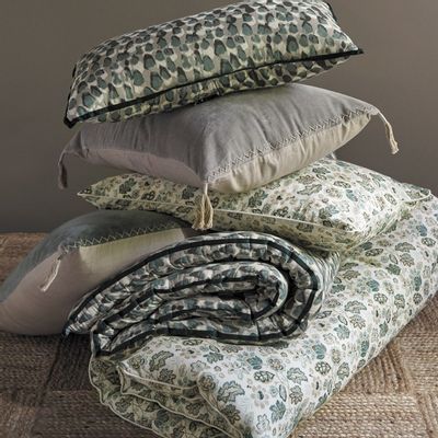 Fabric cushions - MATTEO cushion cover in cotton and linen velvet - Gray - 50 x 50 cm - BLANC D'IVOIRE