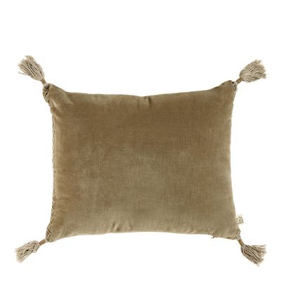 Coussins textile - Housse de coussin MATTEO en velours de coton et lin - Taupe - 30 x 40 cm - BLANC D'IVOIRE