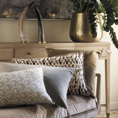 Fabric cushions - MATTEO cushion cover in cotton and linen velvet - Gray - 30 x 40 cm - BLANC D'IVOIRE