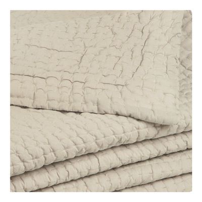 Linge de lit - Dessus de lit CÉSAR coton - Mastic - 260 x 240 cm - BLANC D'IVOIRE