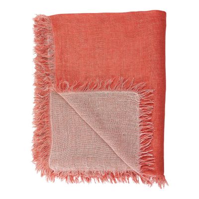 Throw blankets - LEA linen plaid - Burnt orange - BLANC D'IVOIRE