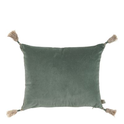 Coussins - Coussin MATTEO velours et lin - Céladon - BLANC D'IVOIRE
