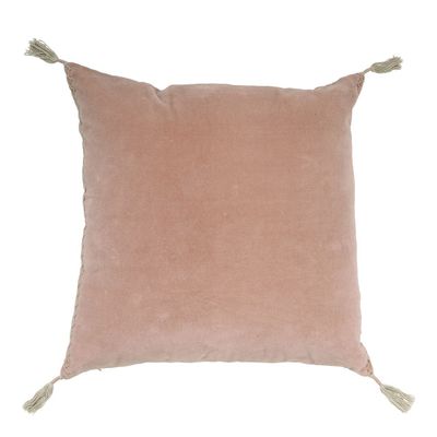 Cushions - MATTEO velvet and linen cushion - Pink - BLANC D'IVOIRE