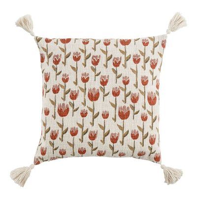 Fabric cushions - TULIPE cushion cover in polycotton - 50 x 50 cm - BLANC D'IVOIRE