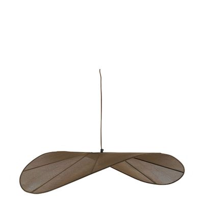 Hanging lights - ALBA pendant light in brown weave - ø 90 cm - BLANC D'IVOIRE
