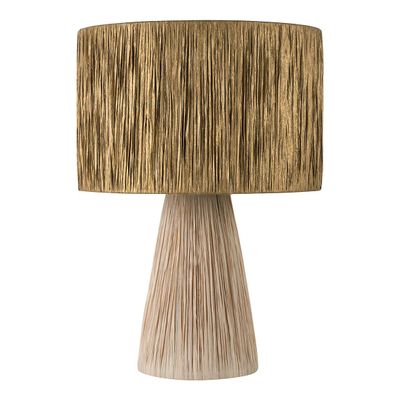 Lampes à poser - Lampe NIA en raphia - Abat-jour doré - ø 40 x 57,5 cm - BLANC D'IVOIRE