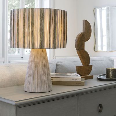 Table lamps - NIA raffia lamp - Gold and natural lampshade - ø 40 x 57.5 cm - BLANC D'IVOIRE
