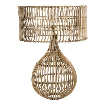 Lampes à poser - Pied de lampe ROMANE en rotin - BLANC D'IVOIRE