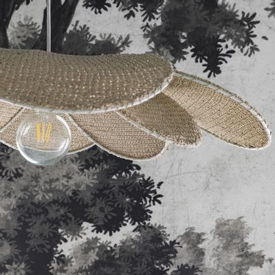 Hanging lights - NARCISSE pendant light in woven raffia - BLANC D'IVOIRE