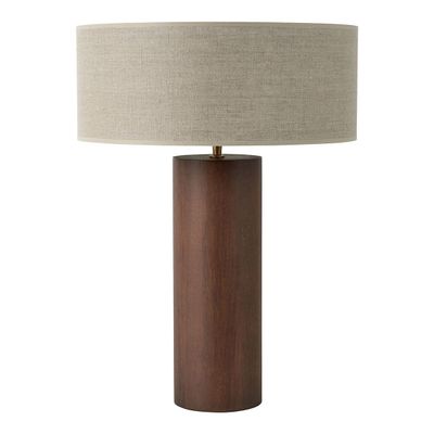 Table lamps - PAULIN lamp base in waxed mango wood with walnut finish - ø 13 x 42.5 cm - BLANC D'IVOIRE