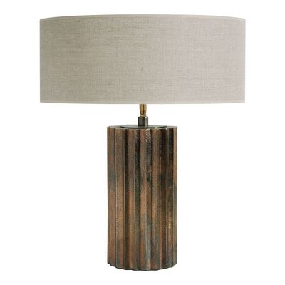 Lampes à poser - Pied de lampe ATHENA en métal finition laiton antique - ø 15 x 33 cm - BLANC D'IVOIRE