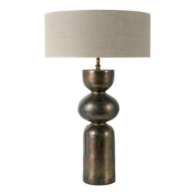 Table lamps - AMALIANE lamp base in gold metal - ø 19 x 57.5 cm - BLANC D'IVOIRE