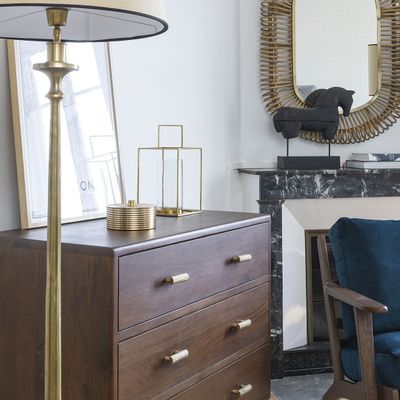 Floor lamps - SABINE floor lamp base in gold metal - ø 21 x 142 cm - BLANC D'IVOIRE