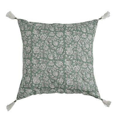 Coussins textile - Housse de coussin EDEN en coton - Céladon - 50 x 50 cm - BLANC D'IVOIRE