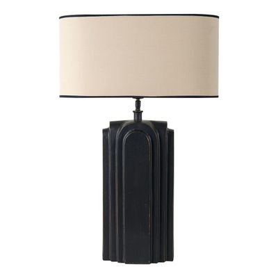 Lampes à poser - Pied de lampe ACHILLE en métal noir - 21 x 13 x 50 cm - BLANC D'IVOIRE