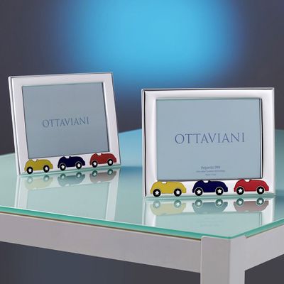 Objets déco enfant - Cadre photo pour bébé garçon avec argent Miro Silver "Macchinine" - OTTAVIANI