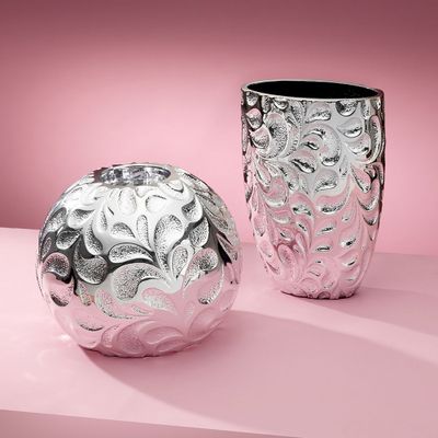 Objets de décoration - Vase avec argent Miro Silver "Damasco ovale" - OTTAVIANI
