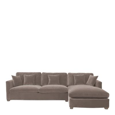 Sofas - ANGIE chaise longue sofa in velvet - Taupe - BLANC D'IVOIRE
