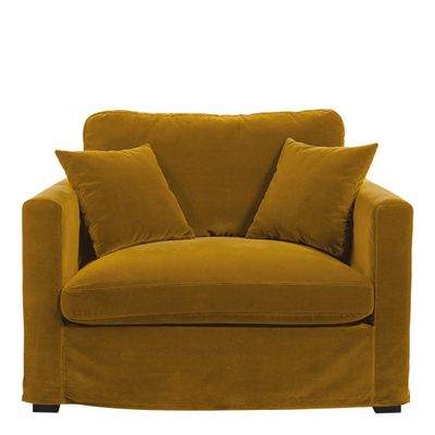 Fauteuils - Fauteuil ANGIE en velours - Safran - BLANC D'IVOIRE