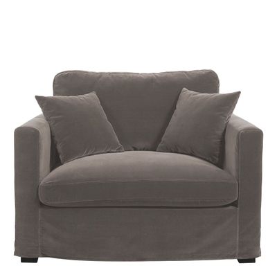 Fauteuils - Fauteuil ANGIE en velours - Taupe - BLANC D'IVOIRE