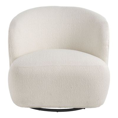 Fauteuils - Fauteuil tournant LISETTE en bouclette - Crème - BLANC D'IVOIRE