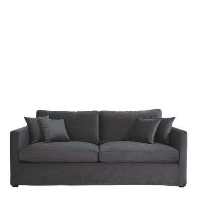 Sofas - ANGIE velvet sofa - Dark gray - BLANC D'IVOIRE