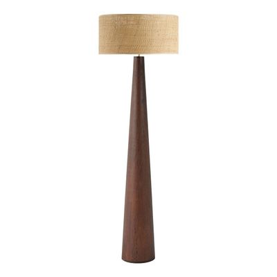 Lampadaires - Pied de lampadaire ELVIRE en manguier ciré finition noyer - ø 25 x 156,5 cm - BLANC D'IVOIRE