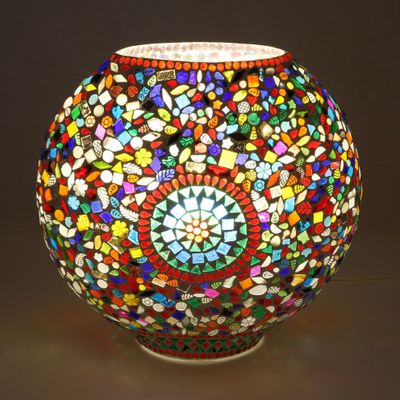 Lampes de table - Rainbow big oval Handmade Lamp in mosaic glass h. 32 cm. - SOUL LIGHT EUROPE