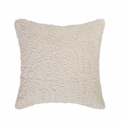 Cushions - AX74057 White Bouclé Cushion 50X50Cm - ANDREA HOUSE