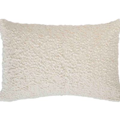 Cushions - AX74058 White Bouclé Cushion 40X60Cm - ANDREA HOUSE