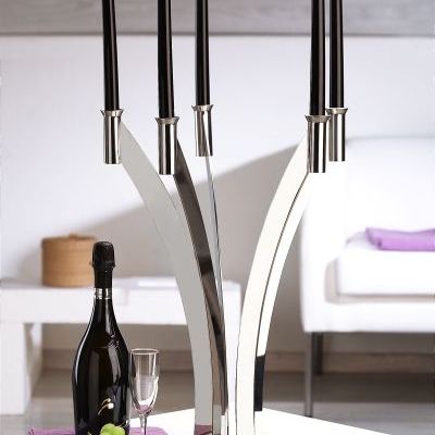 Decorative objects - Design candleholder with 5 arms in stainless steel — 24 K gold - ELLEFFE DESIGN