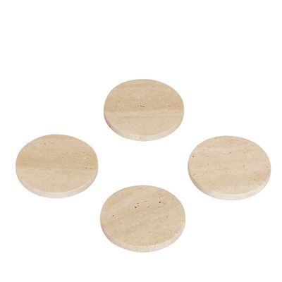 Platter and bowls - MS74055 Set 4 Travertine Coasters Ø10 Cm - ANDREA HOUSE