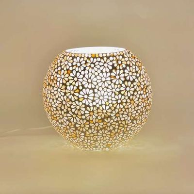 Lampes de table - Lampe artisanale ovale de taille moyenne Yellow Daisy en verre mosaïqu - SOUL LIGHT EUROPE