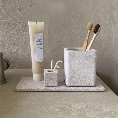 Meubles pour salle de bain - Porte-brosse à dents de la Terre de Diatomacée Carrée Salle de bain 3P - LEAF HOME