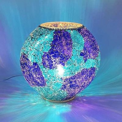 Table lamps - Blue Bay big oval Handmade Lamp in mosaic glass h. 32 cm. - SOUL LIGHT EUROPE