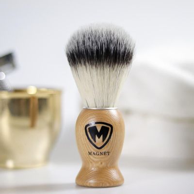 Pour séniors - Magnetic Shaving Brush for Face and Beard, Wood Handle - SILSTAR