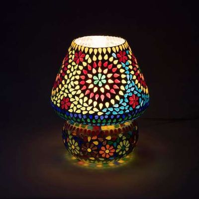 Table lamps - Color universe medium mashroom Handmade Lamp in mosaic glass h. 25 cm. - SOUL LIGHT EUROPE