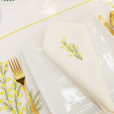 Cadeaux - Set de 2 serviettes en forme de fleur de mimosa jaune - HYA CONCEPT STORE