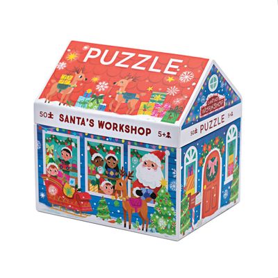 Jeux enfants - Puzzle maison - 50 pièces - Noël - L'atelier du père Noël - CROCODILE CREEK