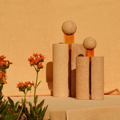 Vases - Vase à fleurs en verre et pierre, PAPILIO MAGNO - COKI
