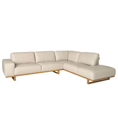 Sofas - Right corner sofa in sand leather - ANGEL CERDÁ