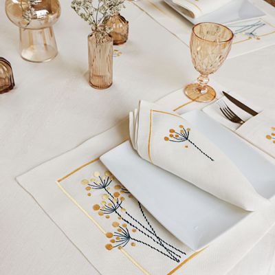 Sets de table - Set de 2 sets de table en forme de fleurs à pois jaunes - HYA CONCEPT STORE