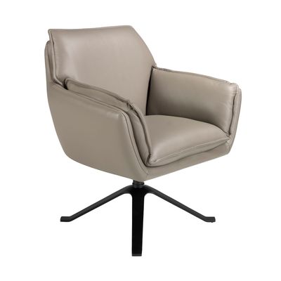 Fauteuils - Fauteuil pivotant en cuir gris foncé - ANGEL CERDÁ