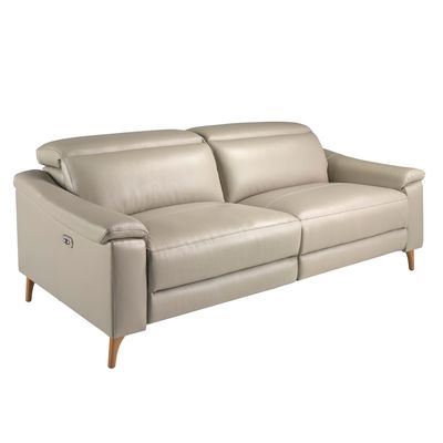 Sofas - 3 seater relax sofa in taupe grey leather - ANGEL CERDÁ