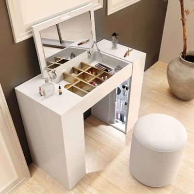 Autres tables  - Folding lid vanity with built-in mirror and delayed closing. - FRANCO FURNITURE