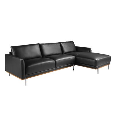 Sofas - Right chaise longue sofa black leather - ANGEL CERDÁ