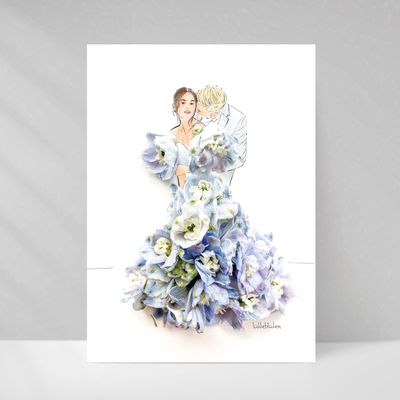 Card shop - Delphinium | Wedding card with envelope - LUETTEBLUETEN