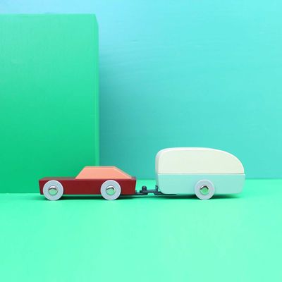 Decorative objects - Floris Hovers Duotone Car #8, Car with Caravan - IKONIC