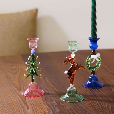 Glass - Candle holder merry wreath - &KLEVERING